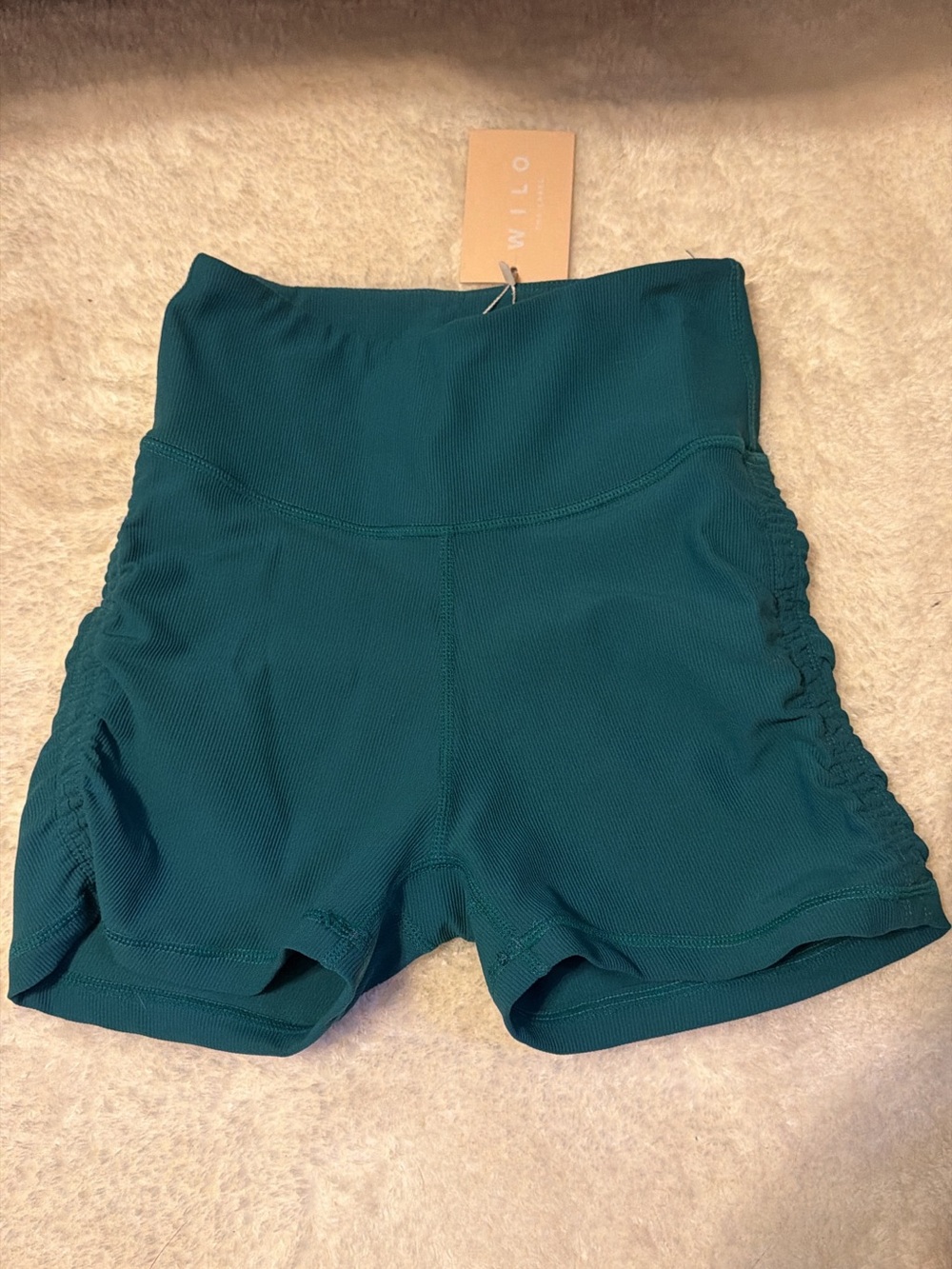 Wilo High-Waist Teal Biker Athletic Shorts